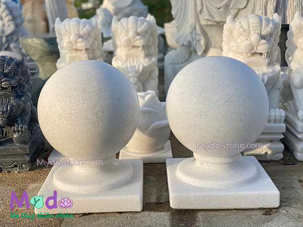 Quả Cầu Đá để trụ cổng đá Cẩm Thạch Trắng