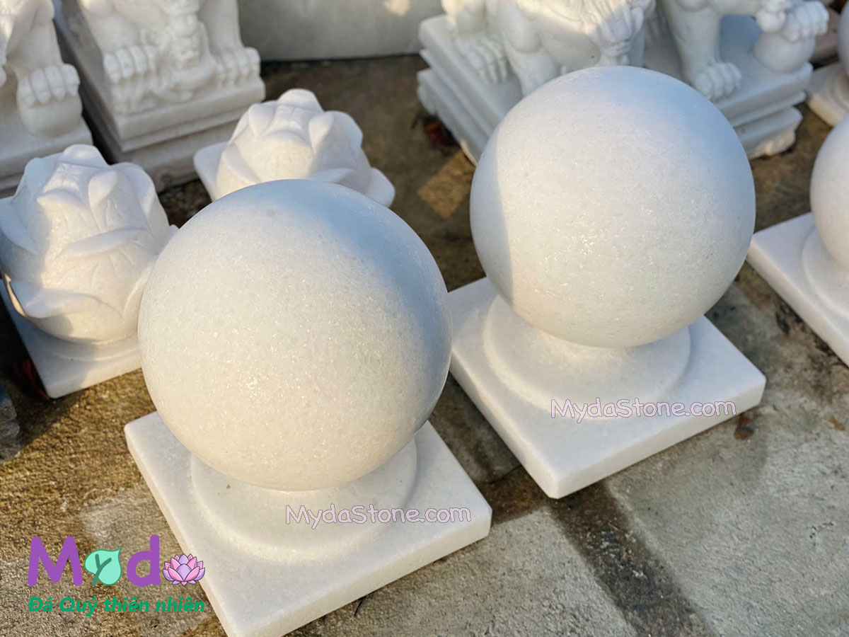 Quả Cầu Đá để trụ cổng đá Cẩm Thạch Trắng