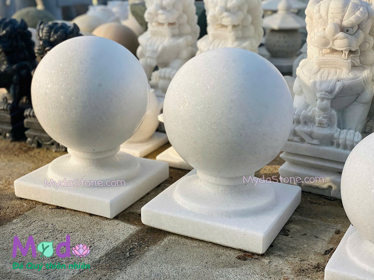 Quả Cầu Đá để trụ cổng đá Cẩm Thạch Trắng
