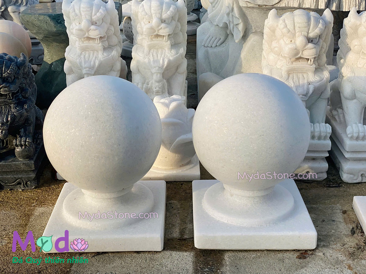 Quả Cầu Đá để trụ cổng đá Cẩm Thạch Trắng