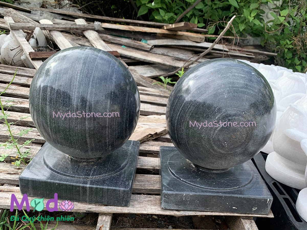 Quả Cầu Đá để trụ cổng đá Cẩm Thạch Đen
