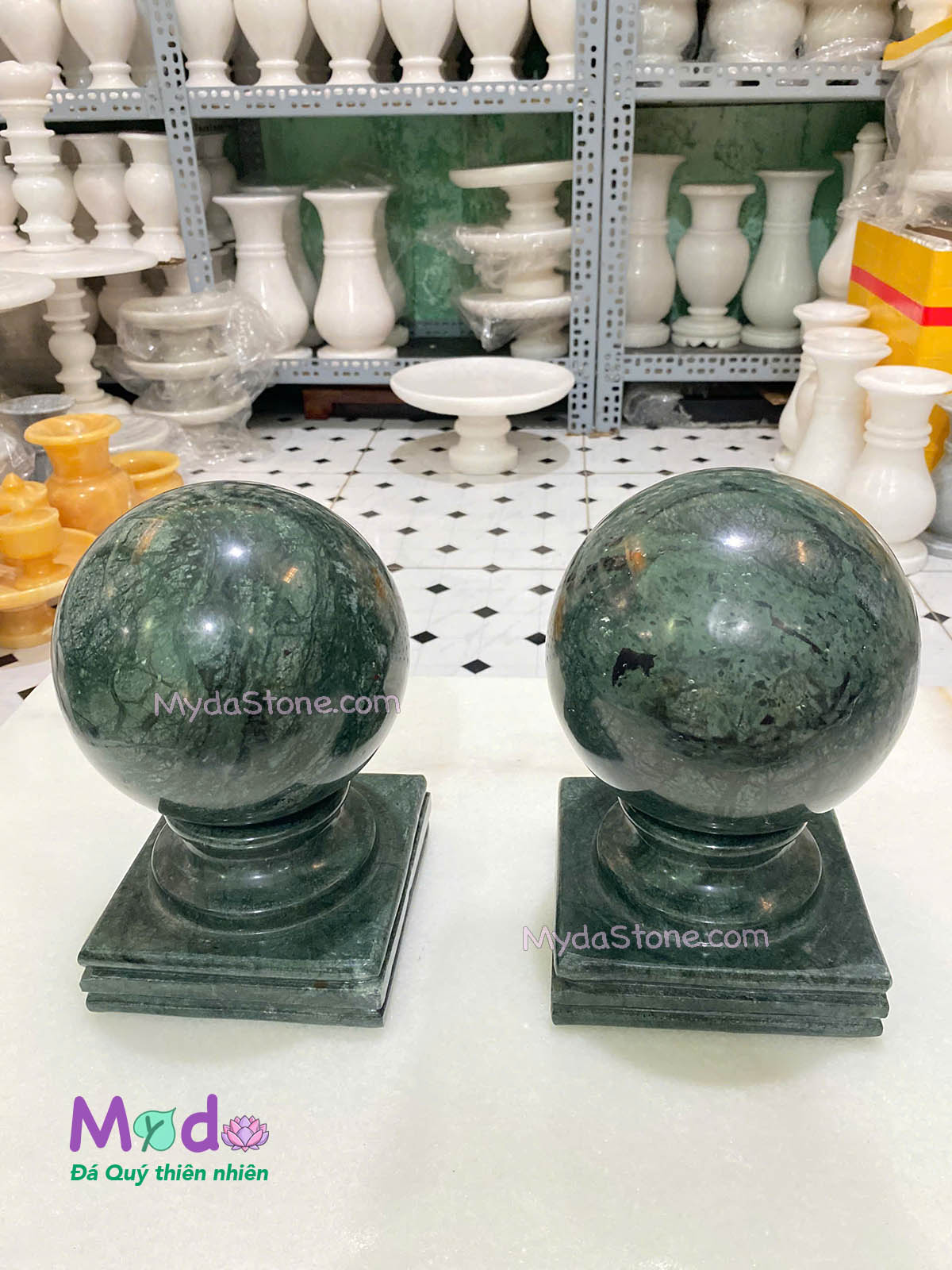 Quả Cầu Đá để trụ cổng đá Xanh Ấn Độ