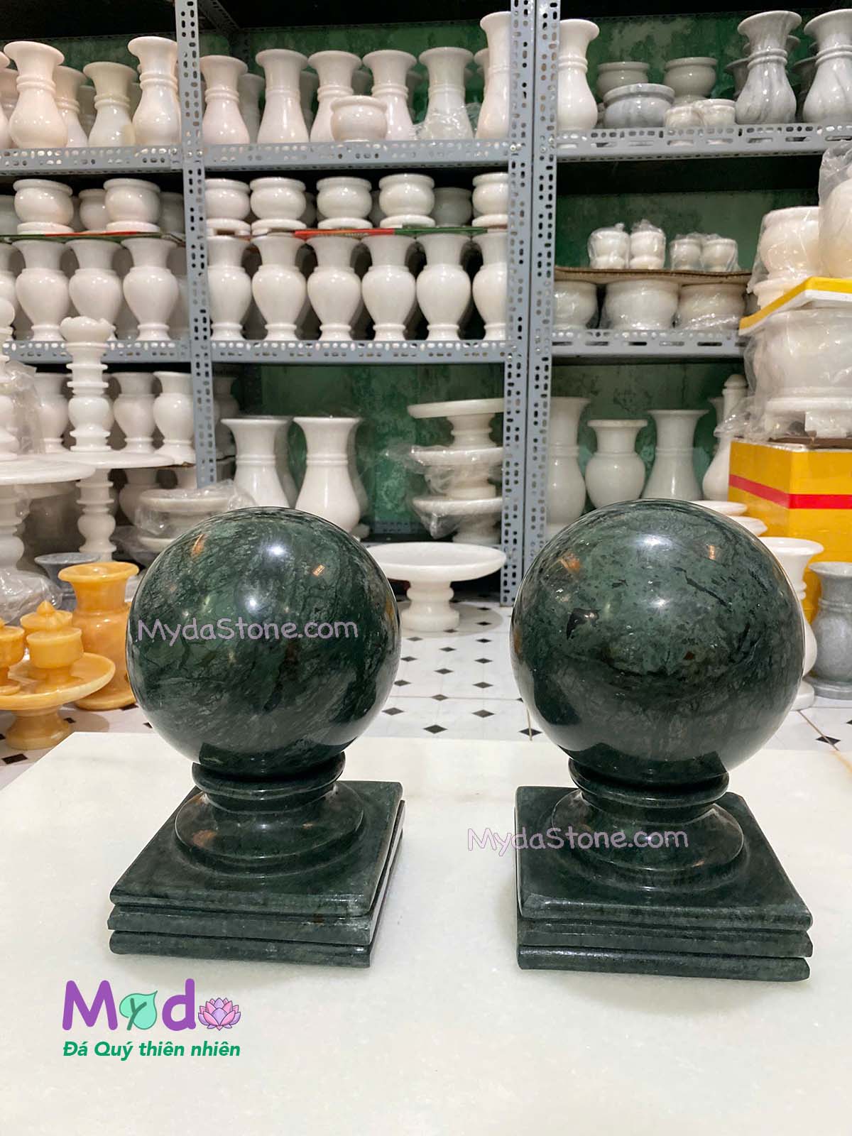 Quả Cầu Đá để trụ cổng đá Xanh Ấn Độ