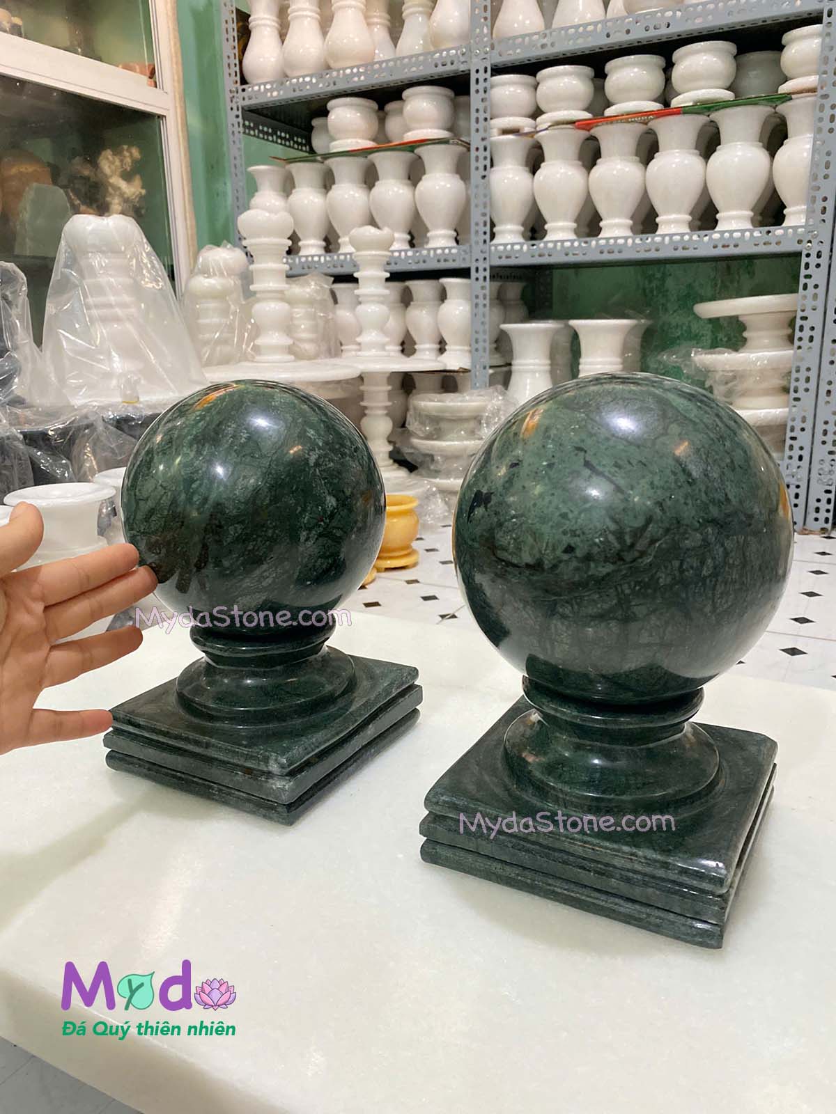 Quả Cầu Đá để trụ cổng đá Xanh Ấn Độ