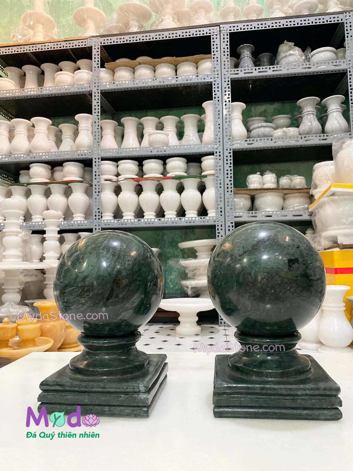 Quả Cầu Đá để trụ cổng đá Xanh Ấn Độ