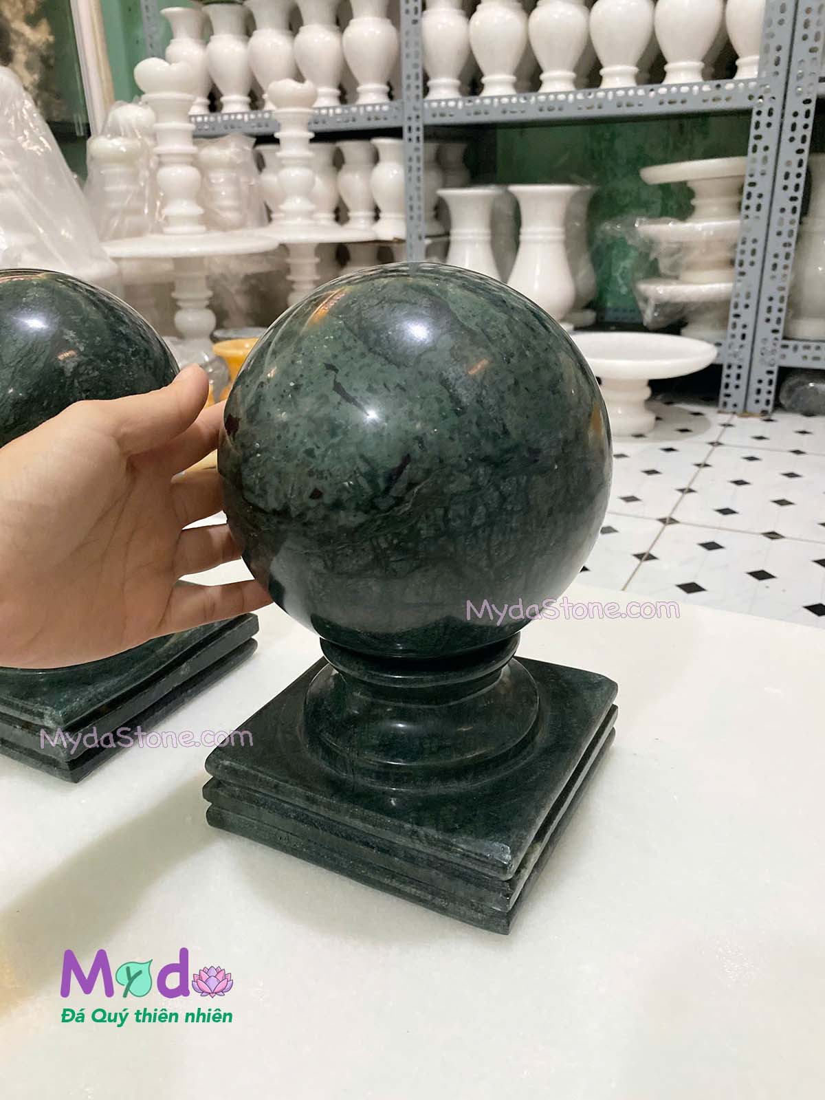 Quả Cầu Đá để trụ cổng đá Xanh Ấn Độ