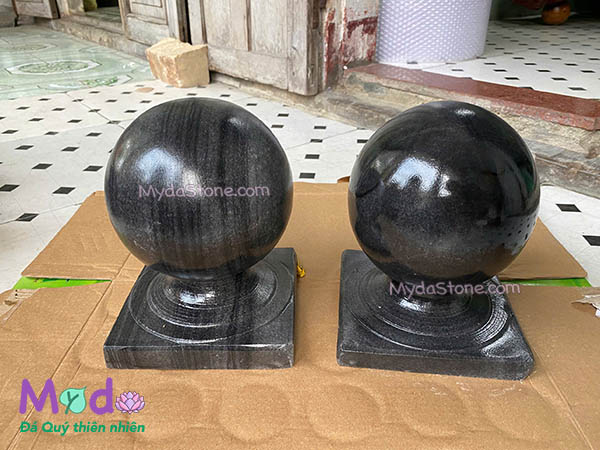 Quả Cầu Đá để trụ cổng đá Cẩm Thạch Đen