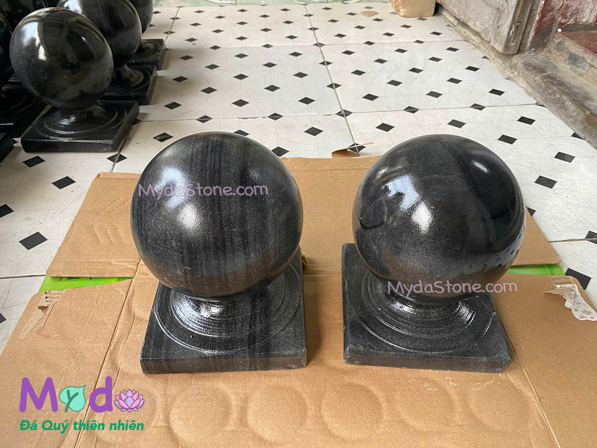 Quả Cầu Đá để trụ cổng đá Cẩm Thạch Đen