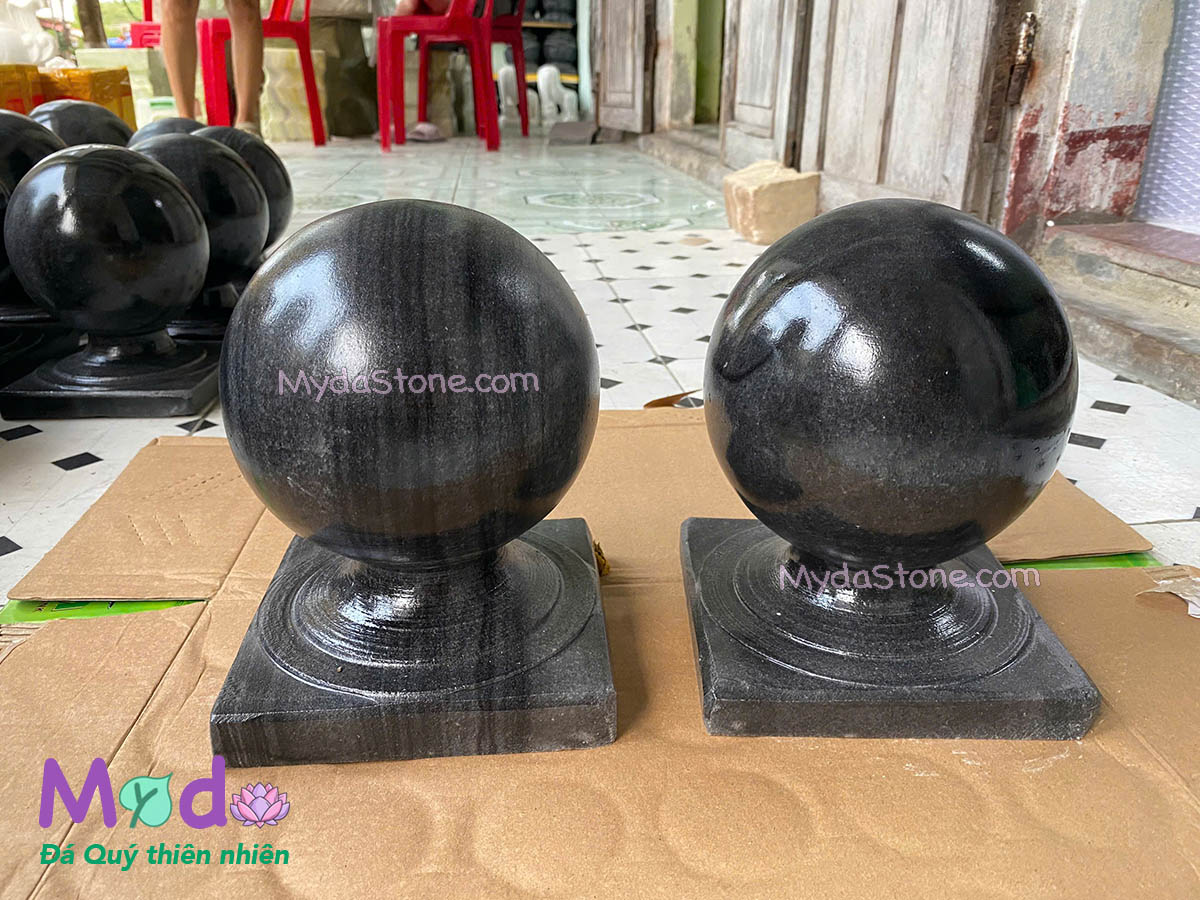 Quả Cầu Đá để trụ cổng đá Cẩm Thạch Đen