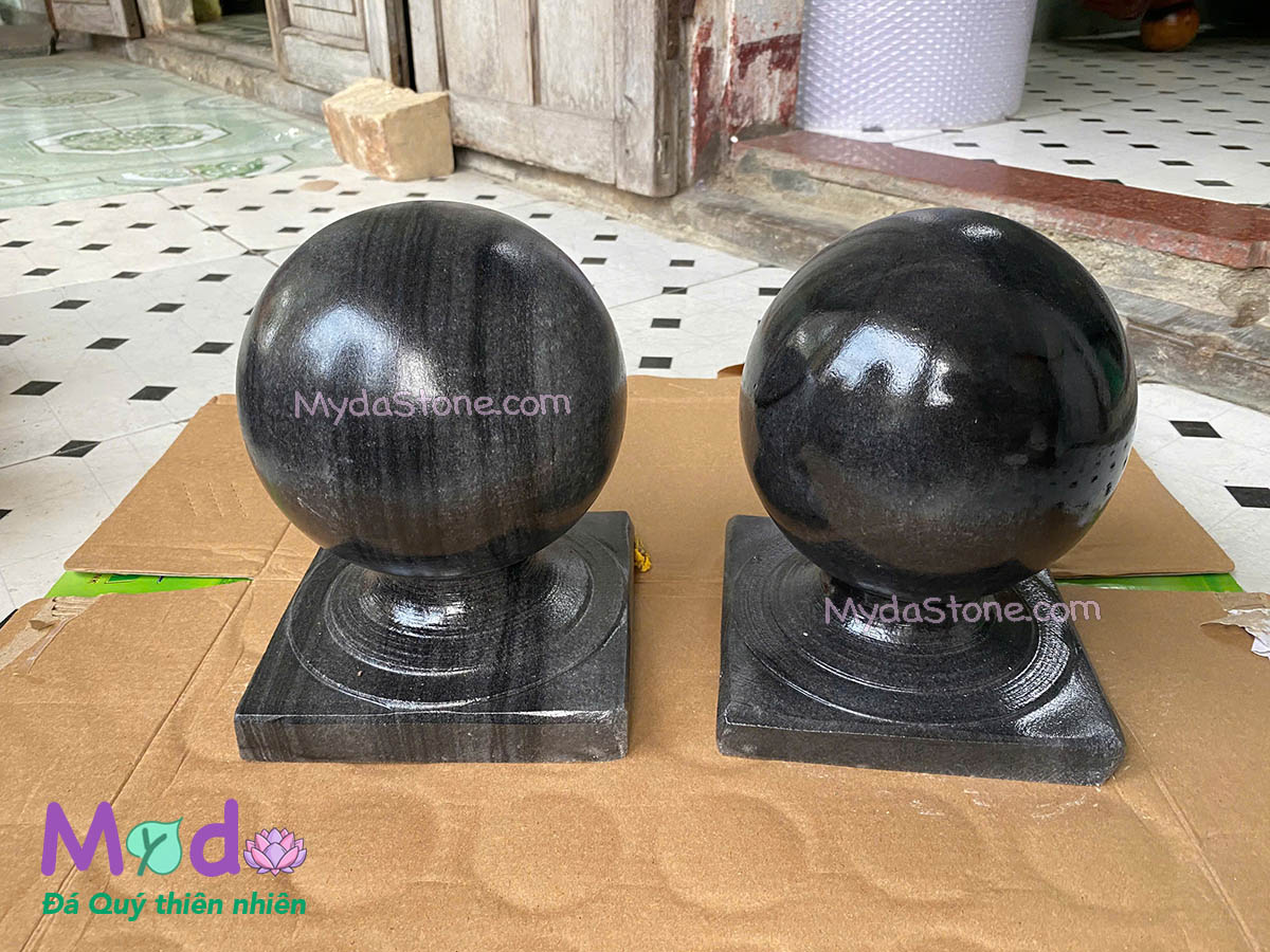 Quả Cầu Đá để trụ cổng đá Cẩm Thạch Đen