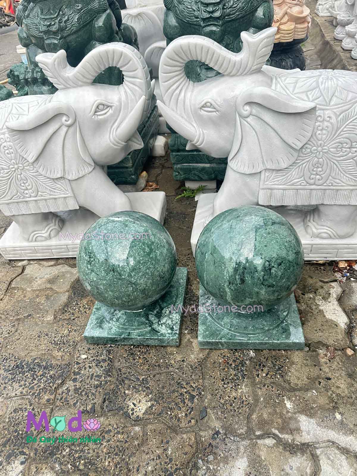 Quả Cầu để Trụ Cổng đá Xanh Ấn Độ