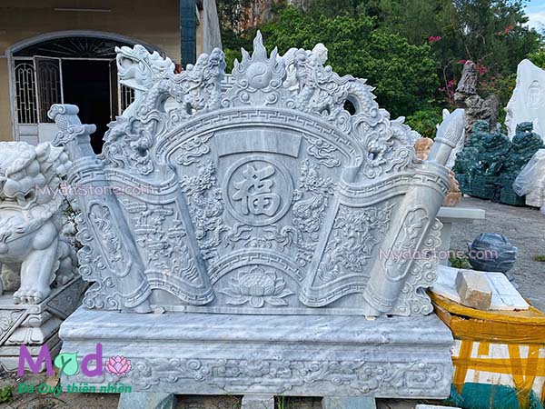 Tấm Bình Phong đá Cẩm Thạch Xám