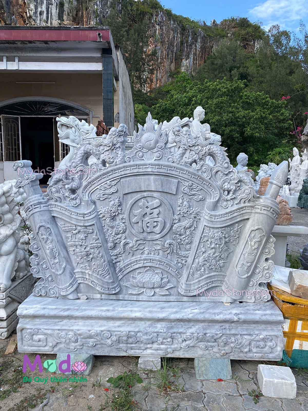 Tấm Bình Phong đá Cẩm Thạch Xám