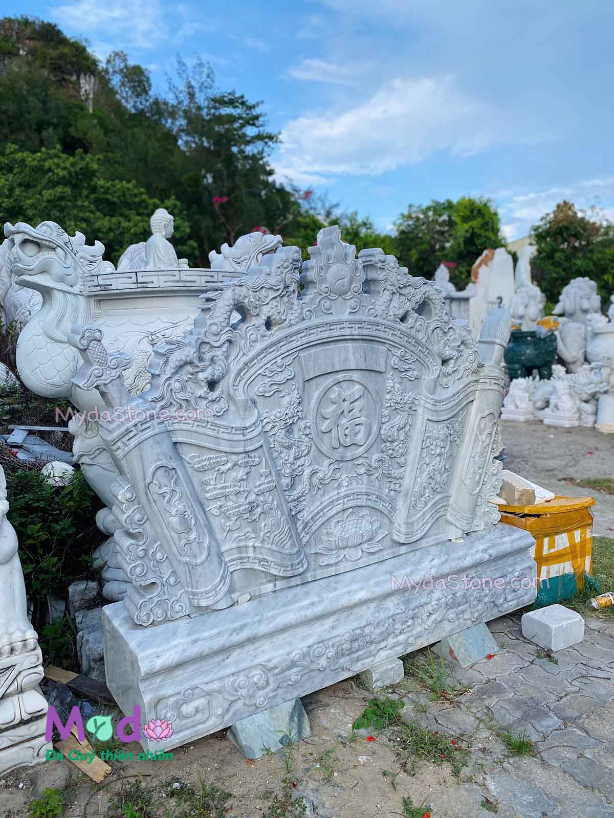 Tấm Bình Phong đá Cẩm Thạch Xám