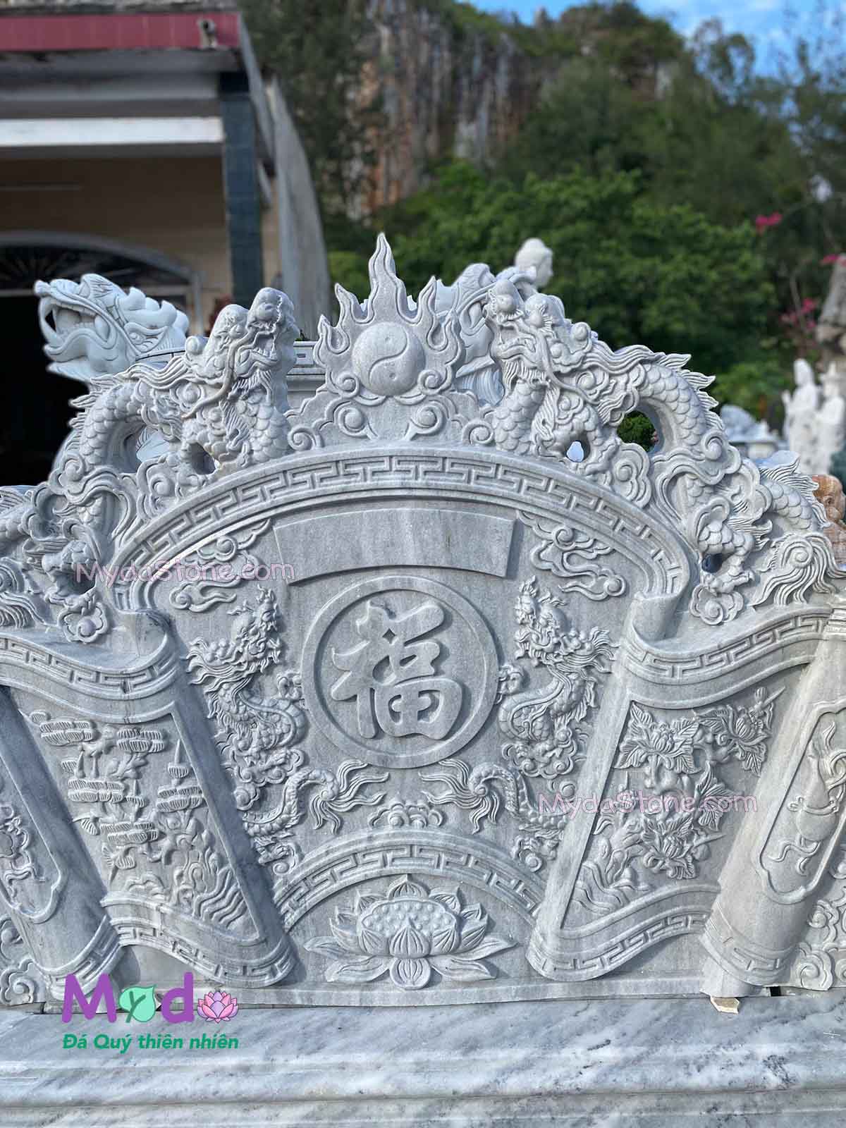 Tấm Bình Phong đá Cẩm Thạch Xám