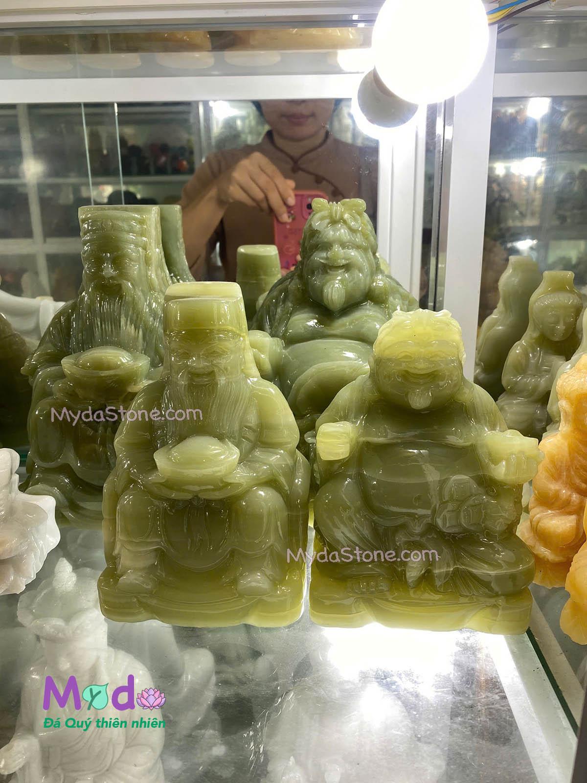 Tượng Thần Tài Ông Địa đá Ngọc Xanh Pakistan