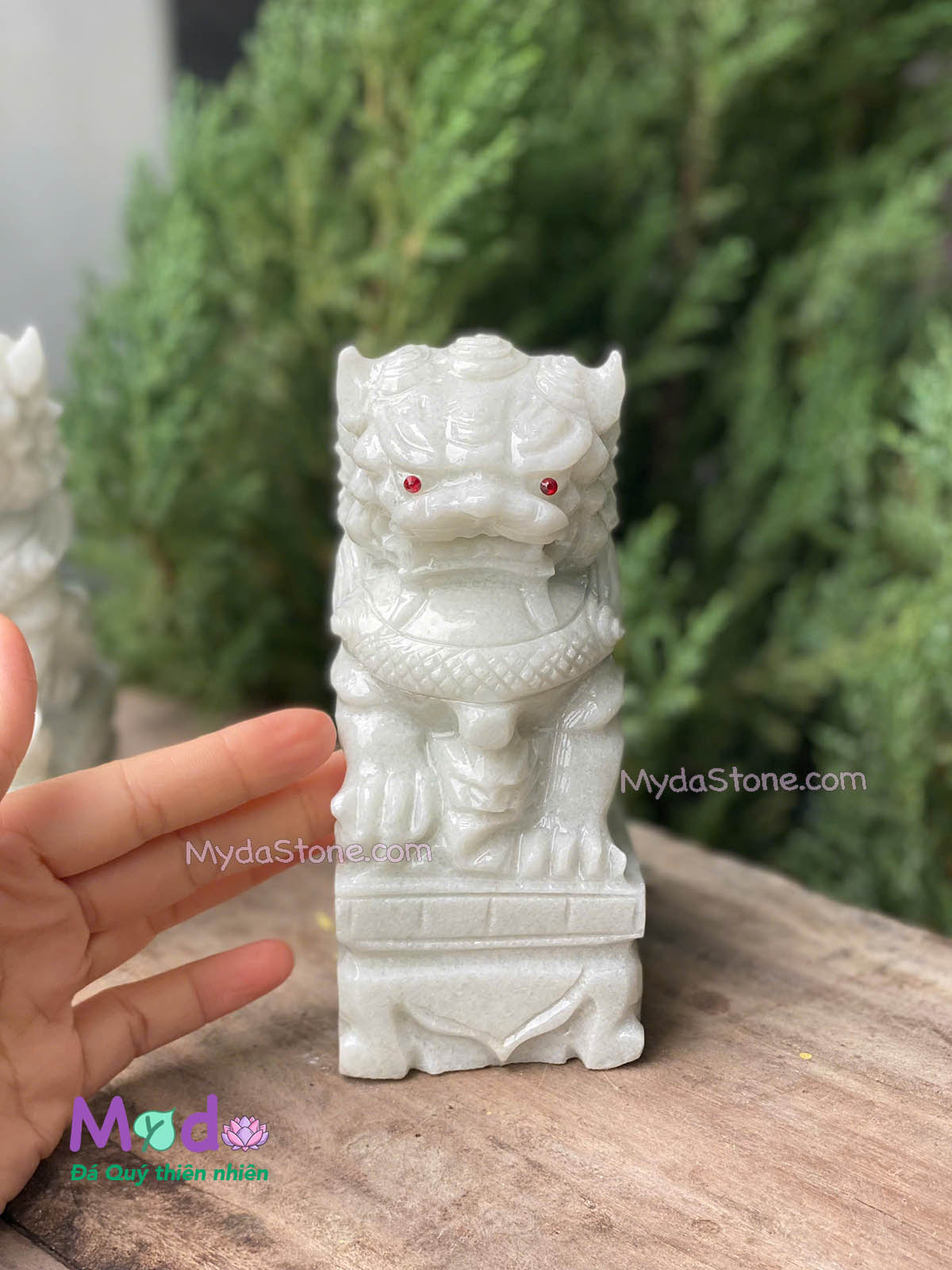 Tượng Kỳ Lân đá Cẩm Thạch Trắng Xanh