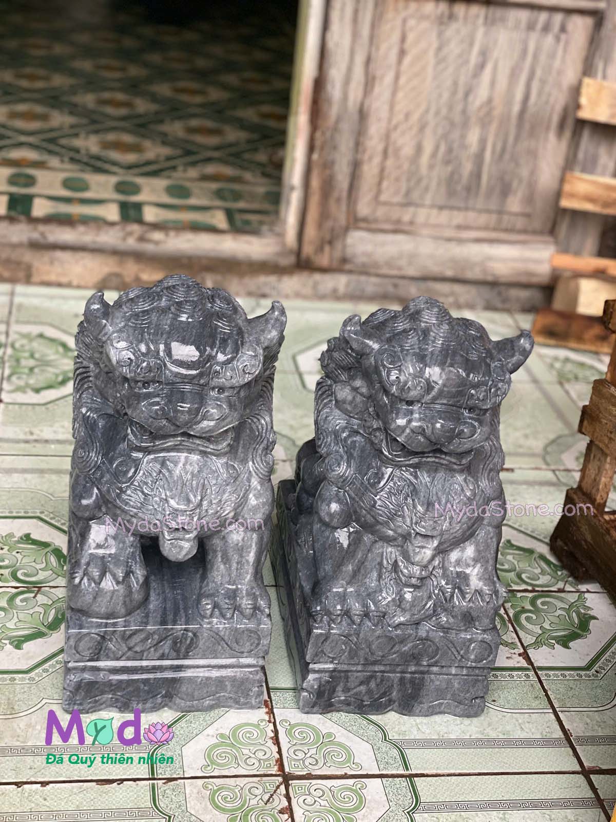Tượng Kỳ Lân để Mộ đá Cẩm Thạch Đen