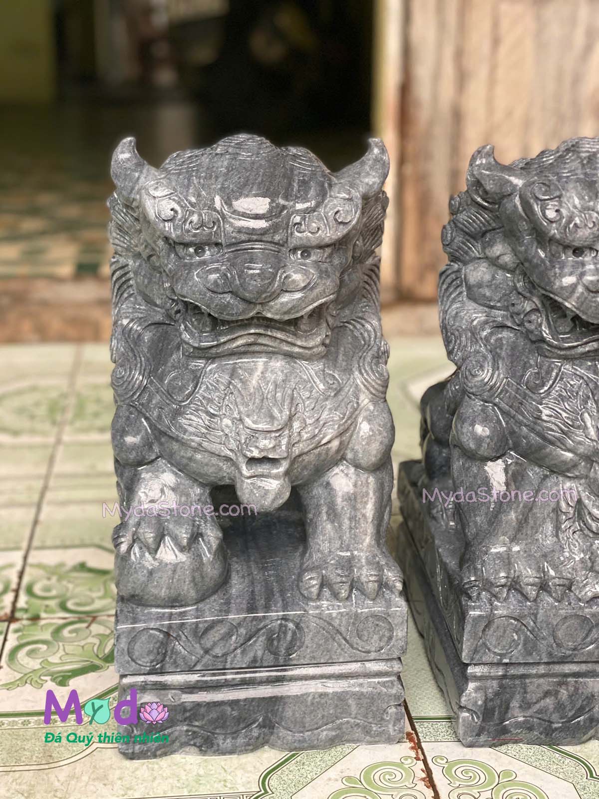Tượng Kỳ Lân để Mộ đá Cẩm Thạch Đen