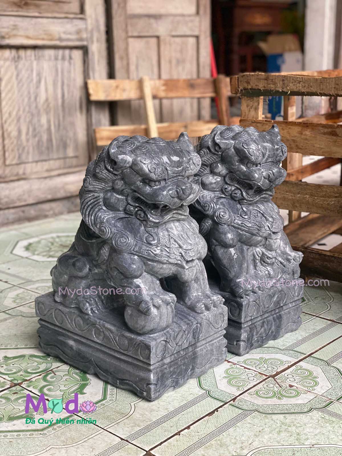 Tượng Kỳ Lân để Mộ đá Cẩm Thạch Đen