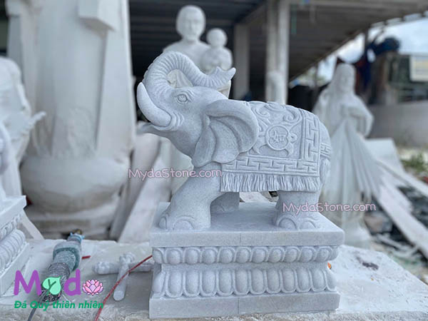 Tượng Voi để Lăng Mộ đá Cẩm Thạch Trắng