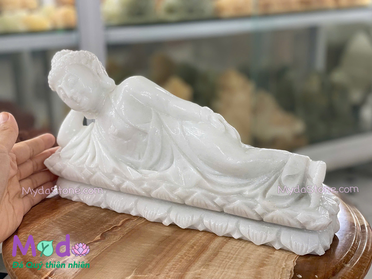 Tượng Phật Thích Ca nằm đá Cẩm Thạch Trắng
