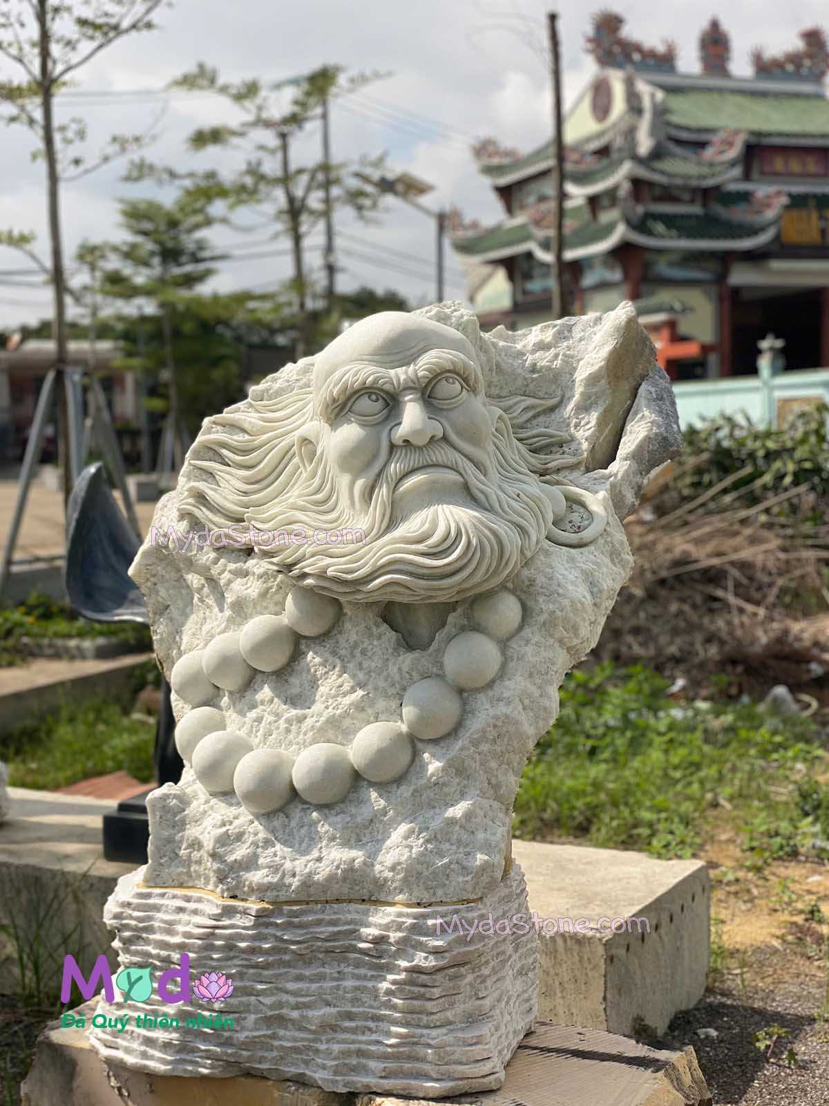 Tượng Bồ Đề Đạt Ma đá Cẩm Thạch Trắng