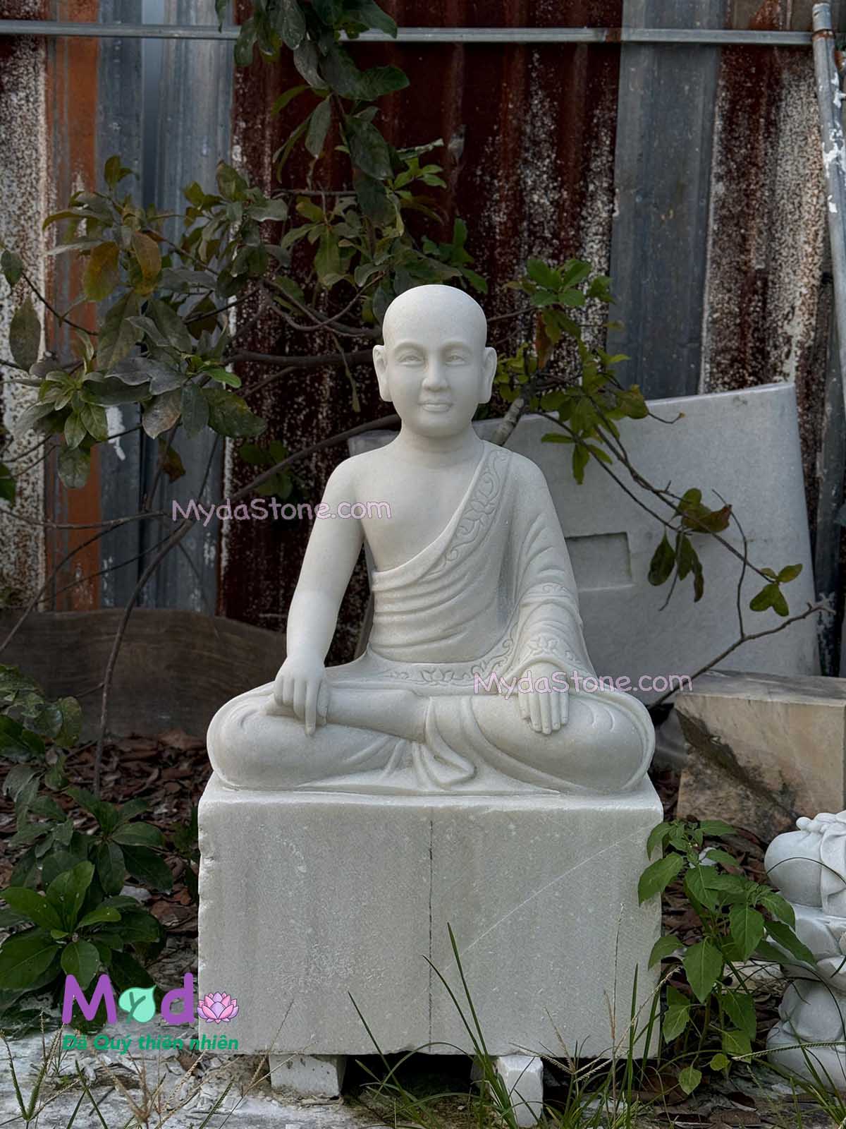 Tượng Chân dung Phật Hoàng đá Cẩm Thạch Trắng