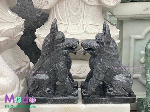 Tượng Chó đá Cẩm Thạch Đen