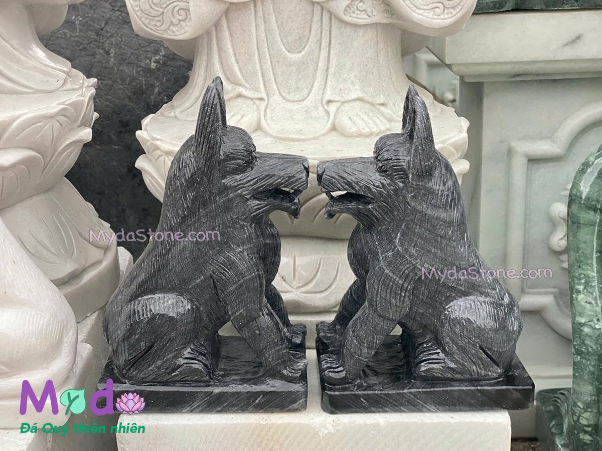 Tượng Chó đá Cẩm Thạch Đen