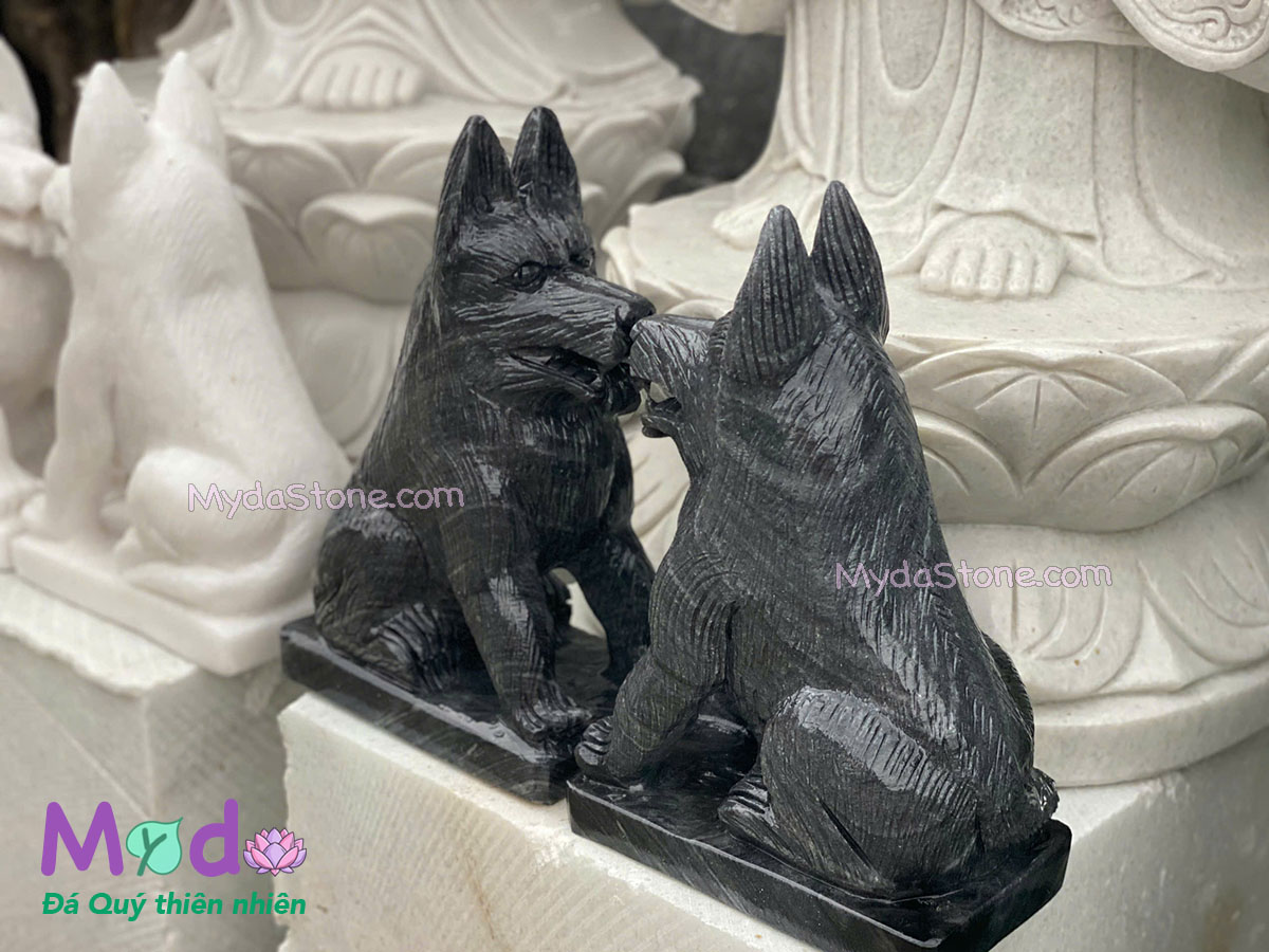 Tượng Chó đá Cẩm Thạch Đen