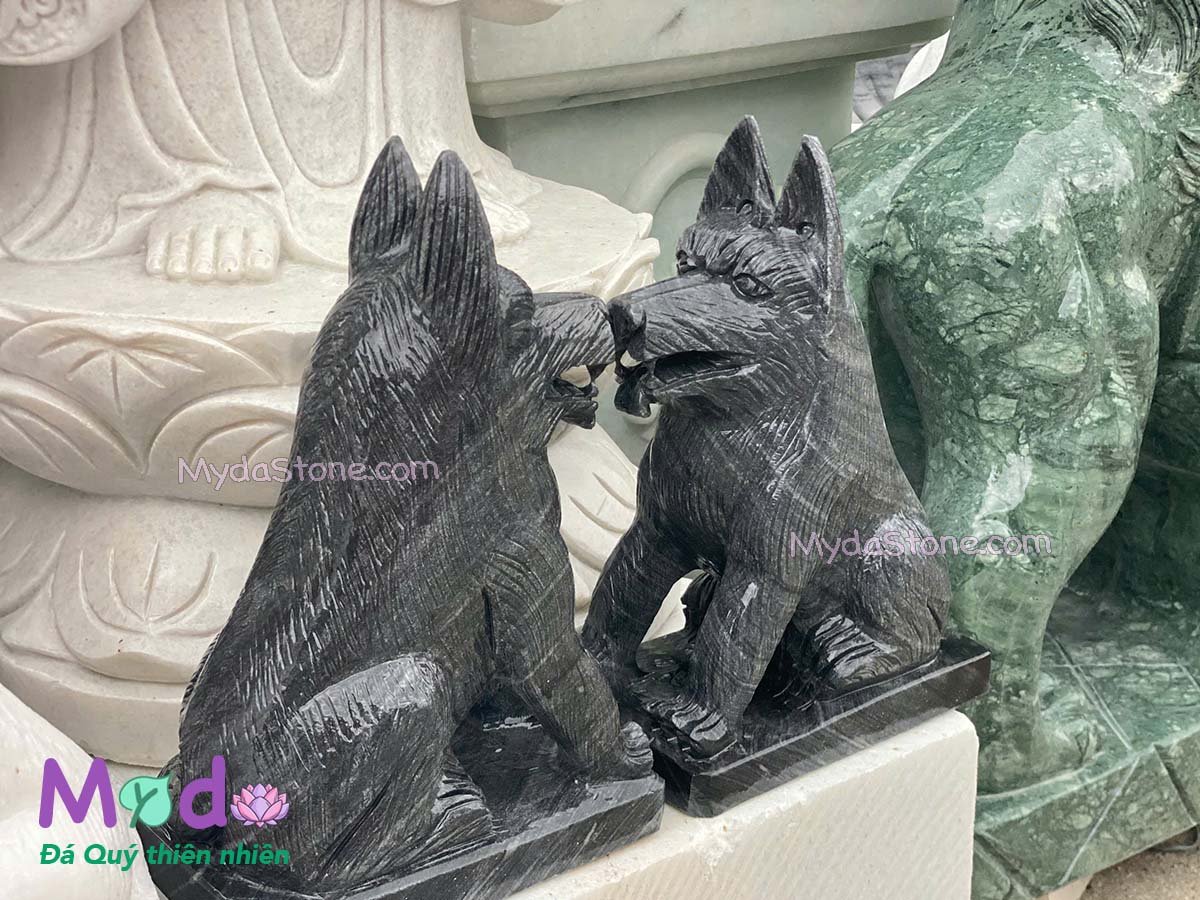 Tượng Chó đá Cẩm Thạch Đen