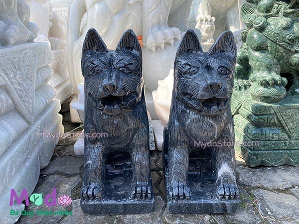 Tượng Chó đá Cẩm Thạch Đen