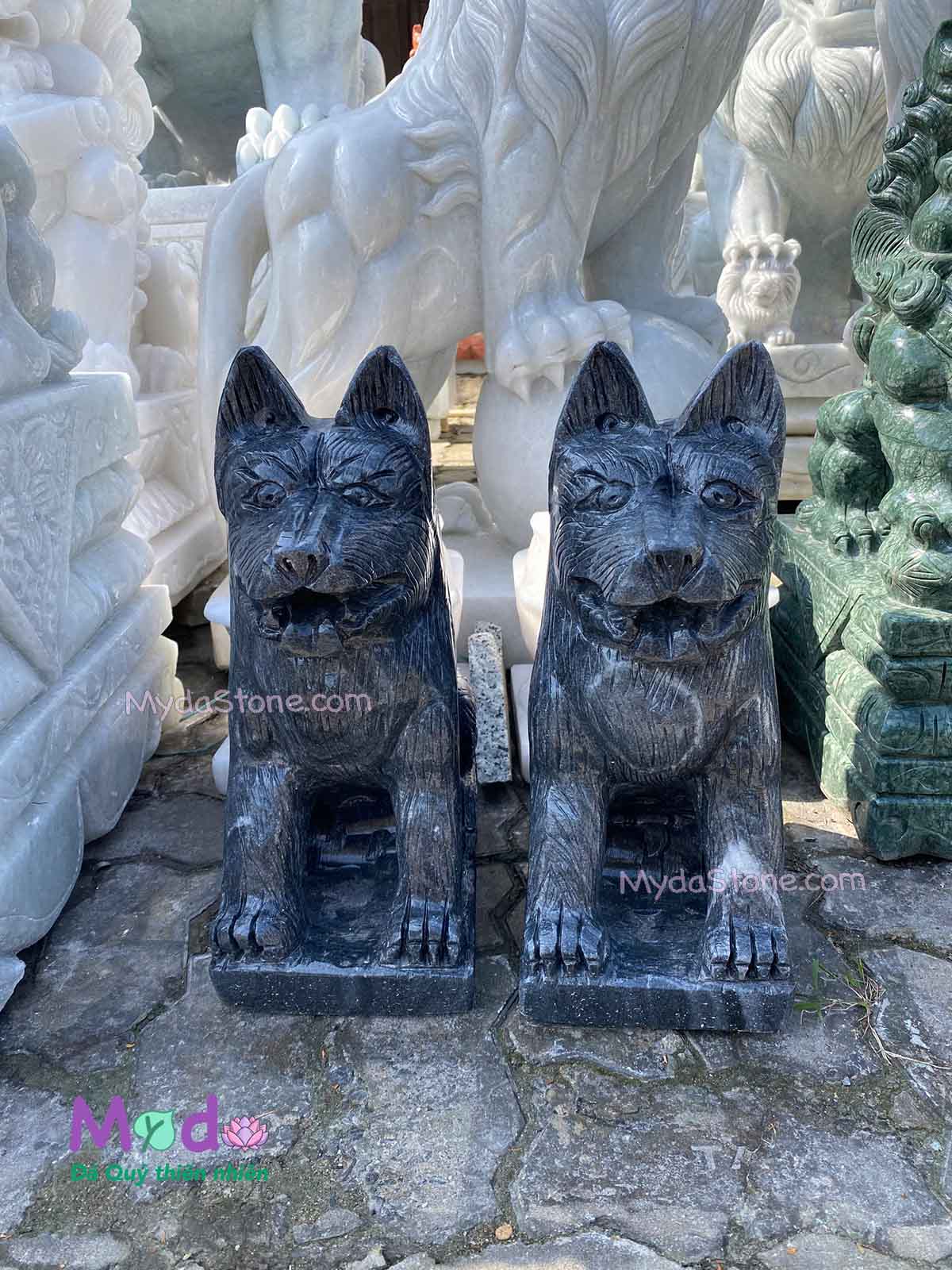 Tượng Chó đá Cẩm Thạch Đen