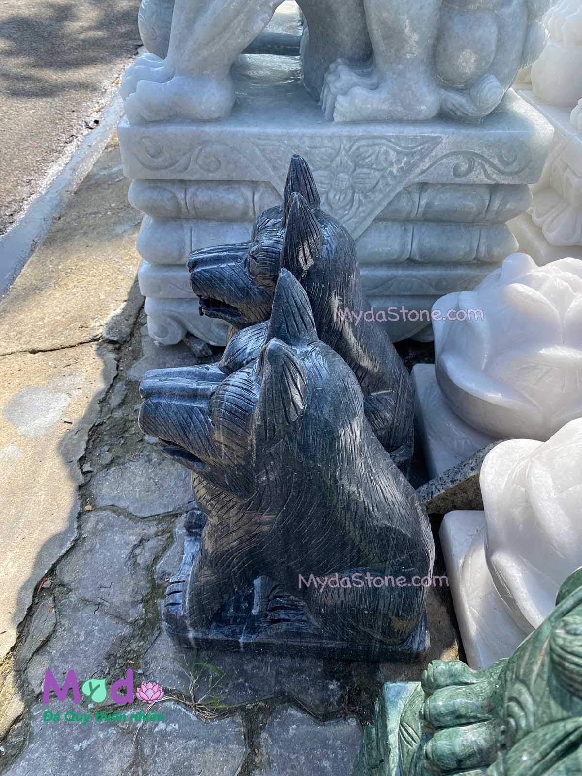 Tượng Chó đá Cẩm Thạch Đen