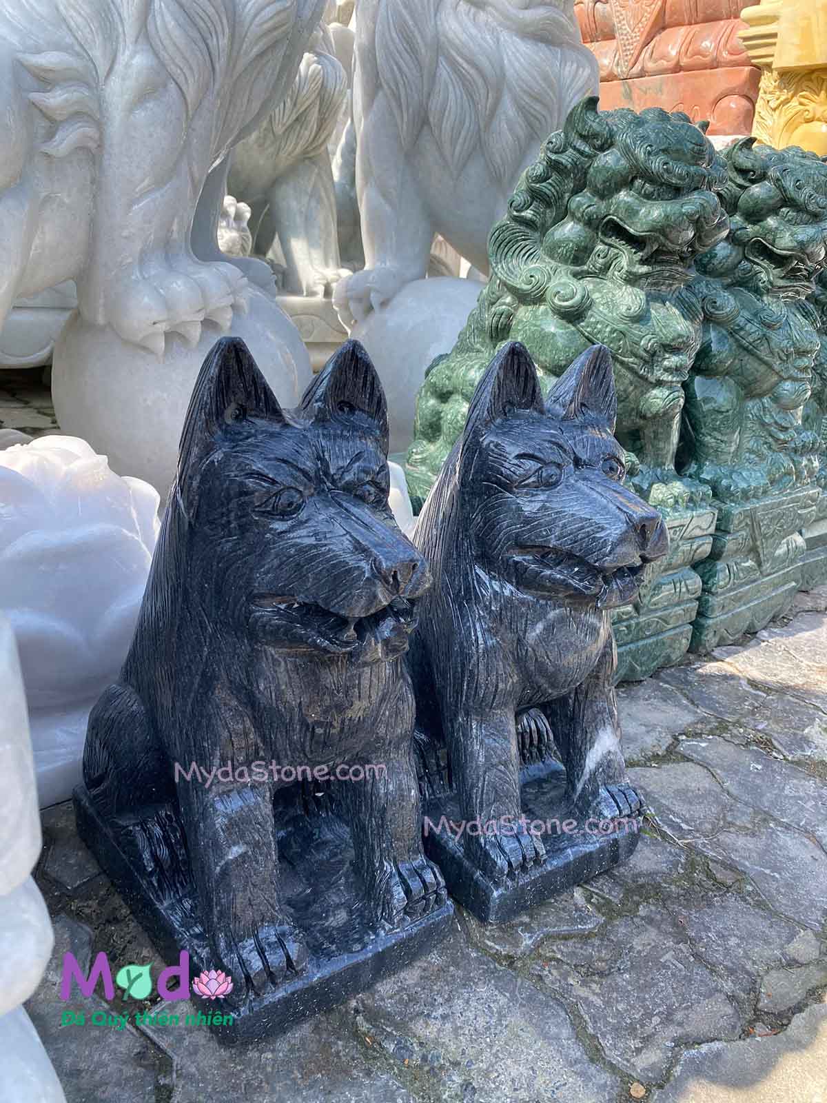 Tượng Chó đá Cẩm Thạch Đen