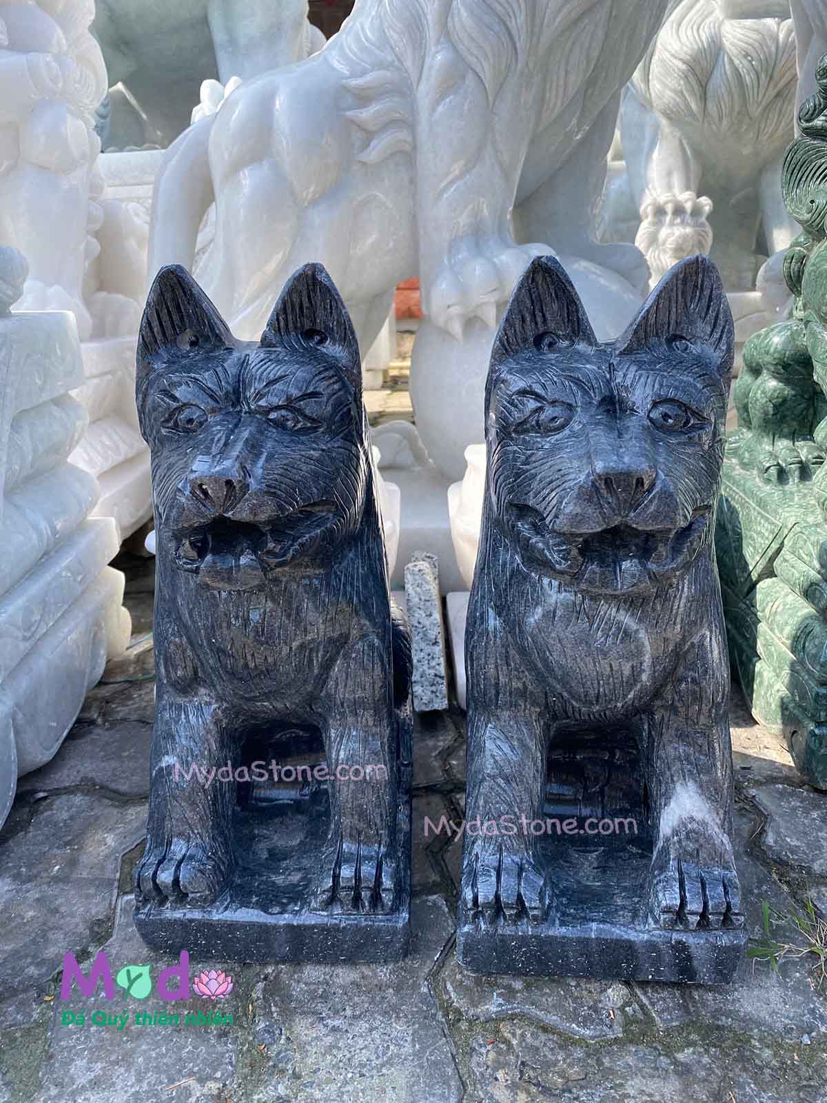 Tượng Chó đá Cẩm Thạch Đen