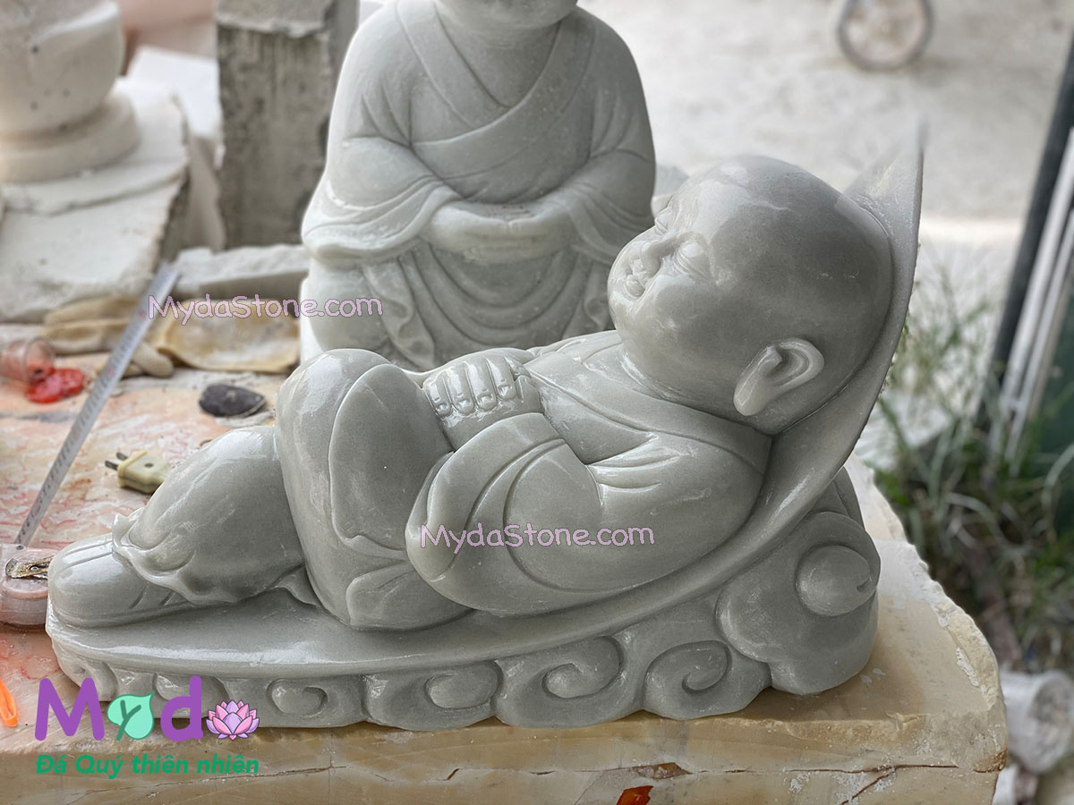 Tượng Chú Tiểu đá Cẩm Thạch Trắng