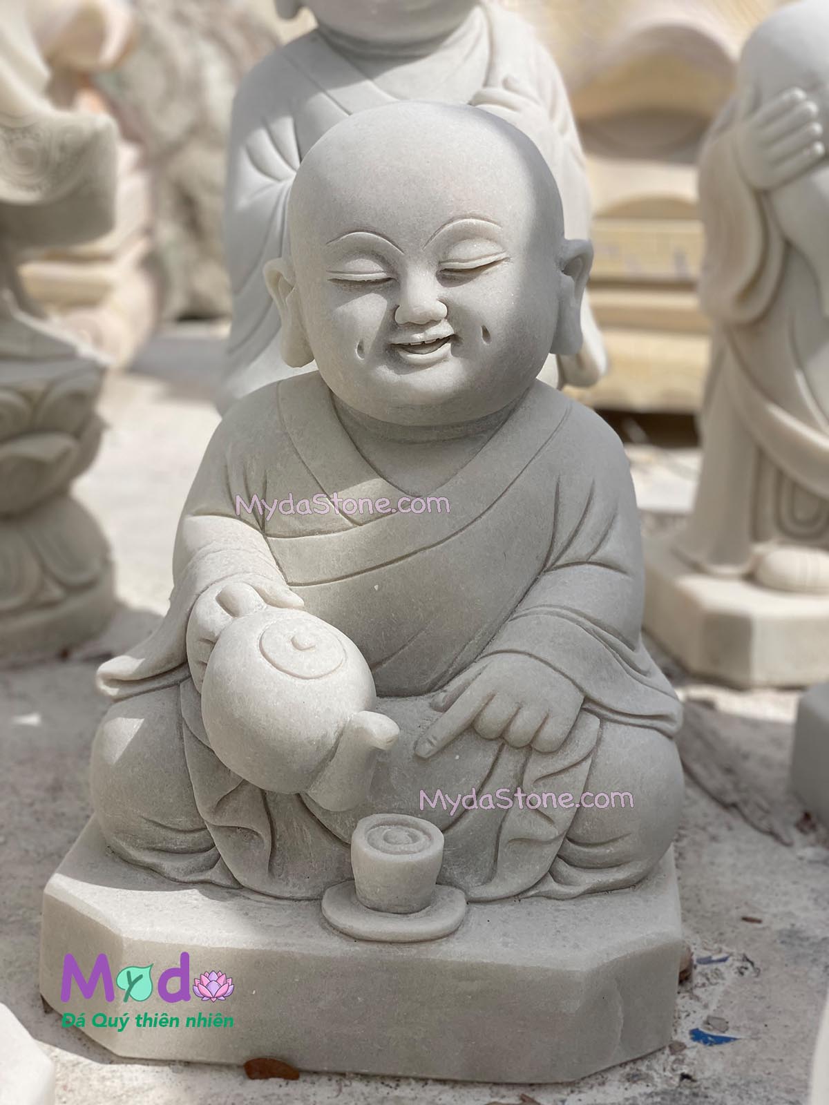 Tượng Chú Tiểu đá Cẩm Thạch Trắng