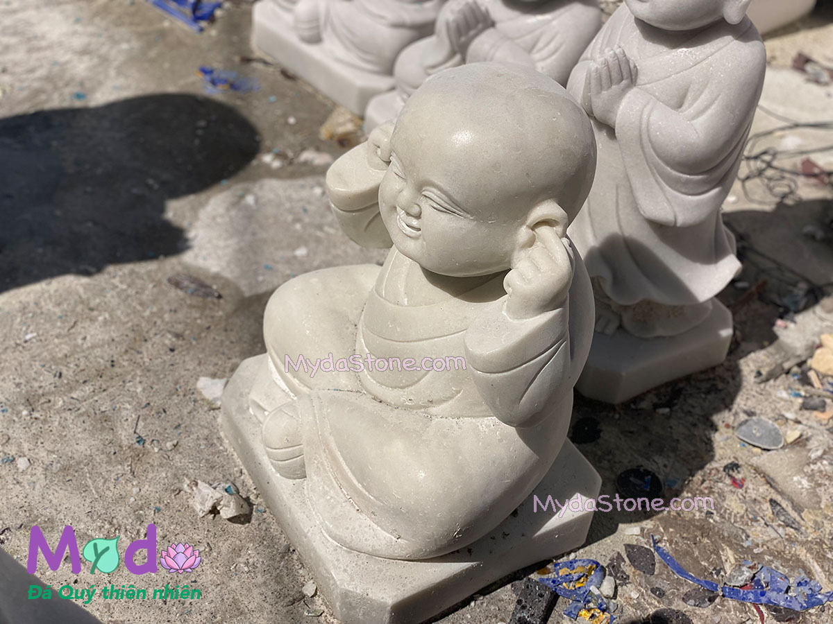 Tượng Chú Tiểu đá Cẩm Thạch Trắng