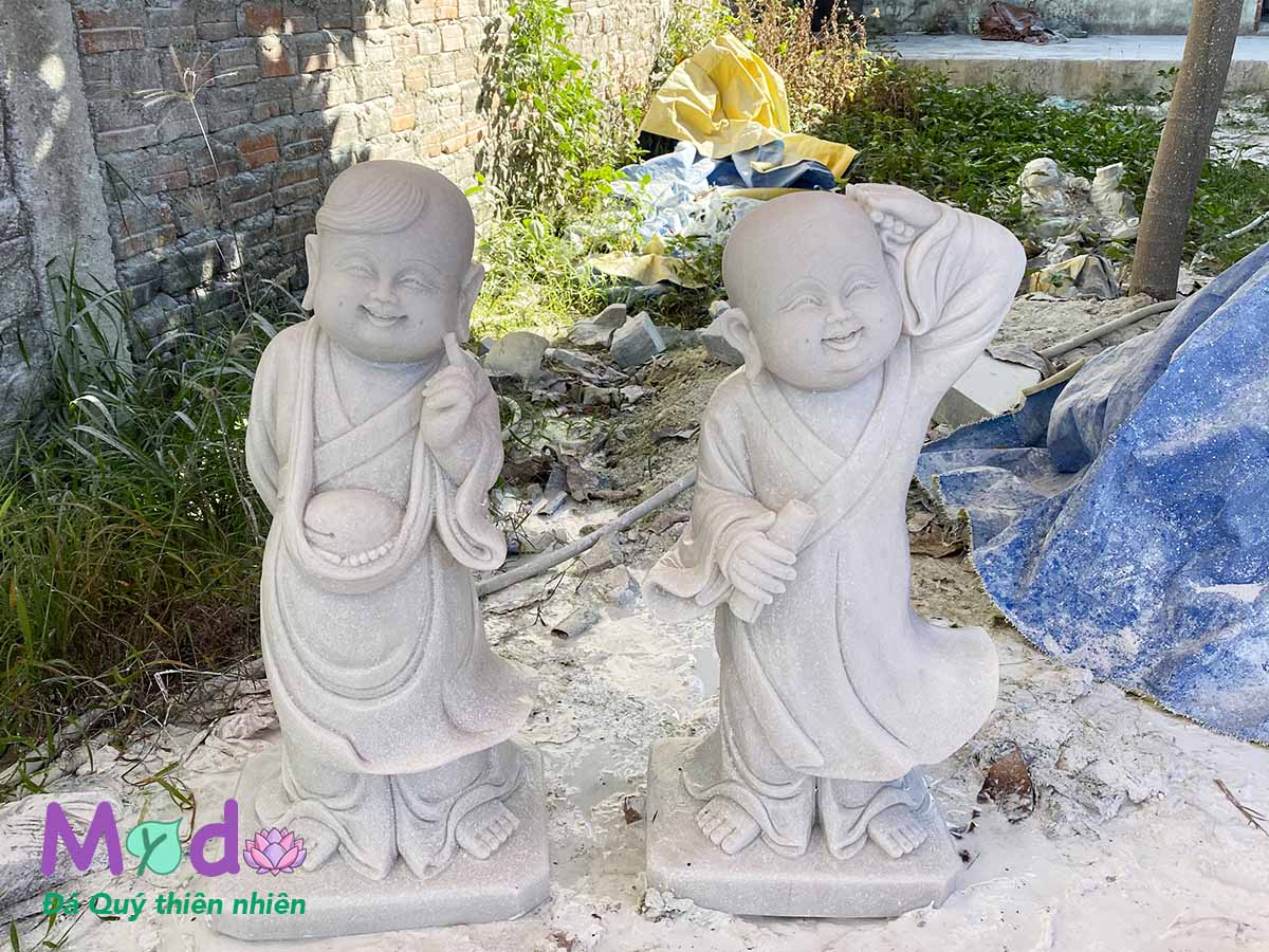 Tượng Chú Tiểu đá Cẩm Thạch Trắng