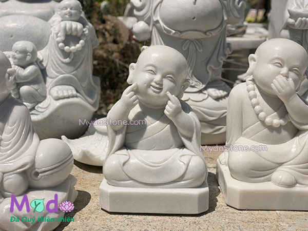 Tượng Chú Tiểu đá Cẩm Thạch Trắng