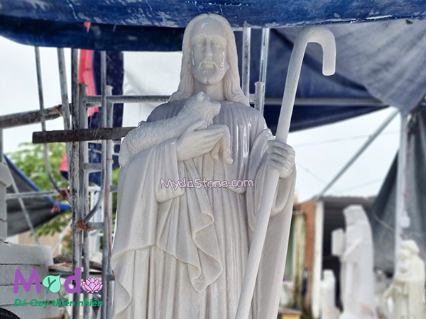 Tượng Chúa Chiên Lành đá Cẩm Thạch Trắng