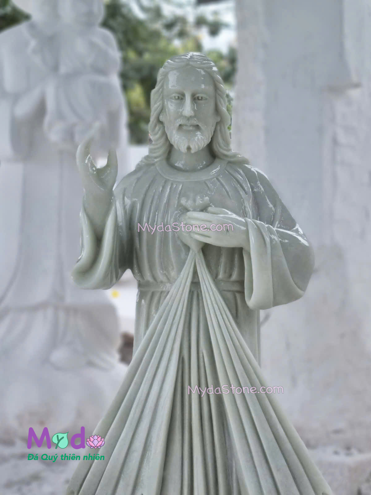 Tượng Lòng Chúa Thương Xót đá Cẩm Thạch Trắng Xanh