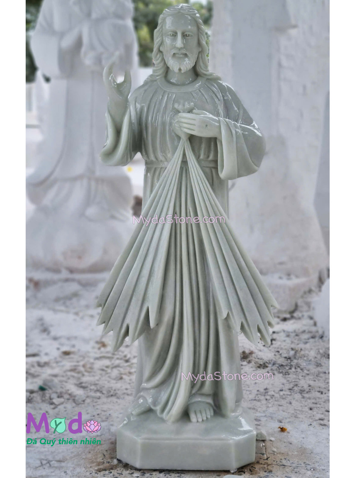 Tượng Lòng Chúa Thương Xót đá Cẩm Thạch Trắng Xanh