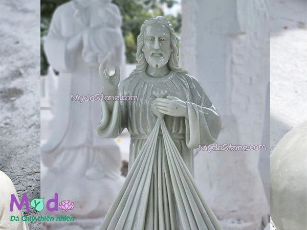 Tượng Lòng Chúa Thương Xót đá Cẩm Thạch Trắng Xanh