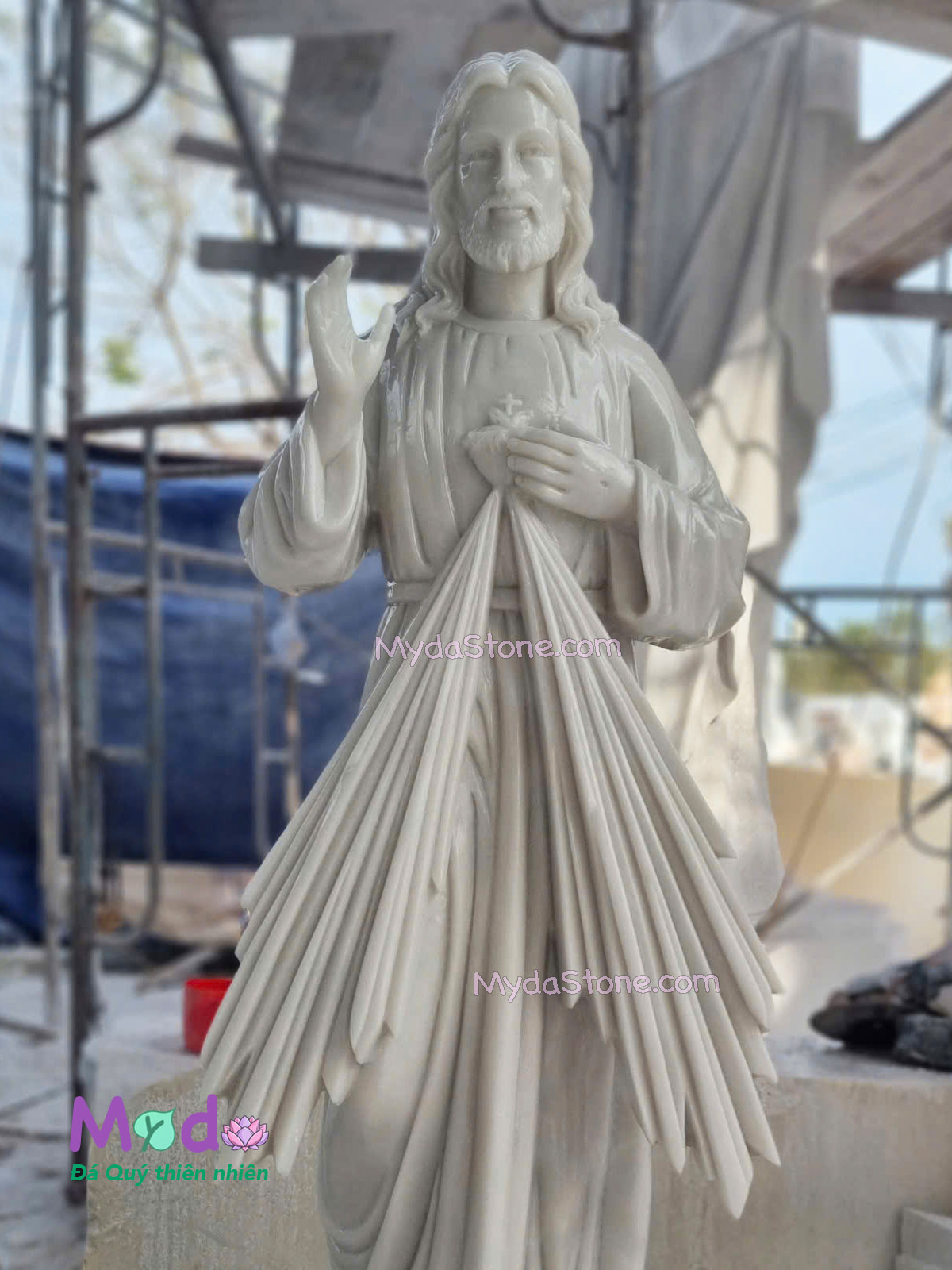 Tượng Lòng Chúa Thương Xót đá Cẩm Thạch Trắng