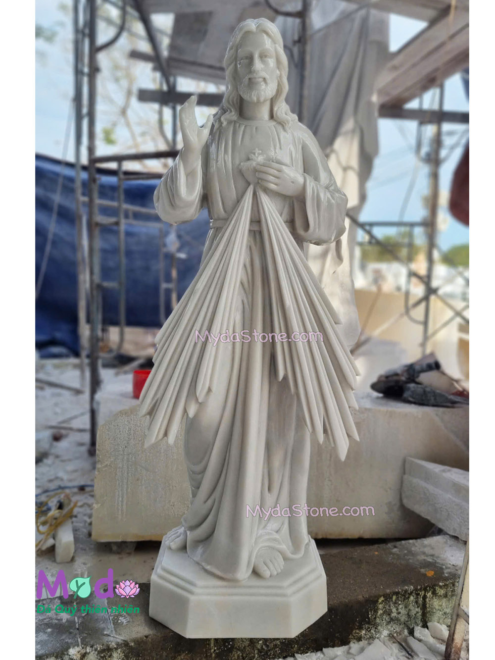 Tượng Lòng Chúa Thương Xót đá Cẩm Thạch Trắng