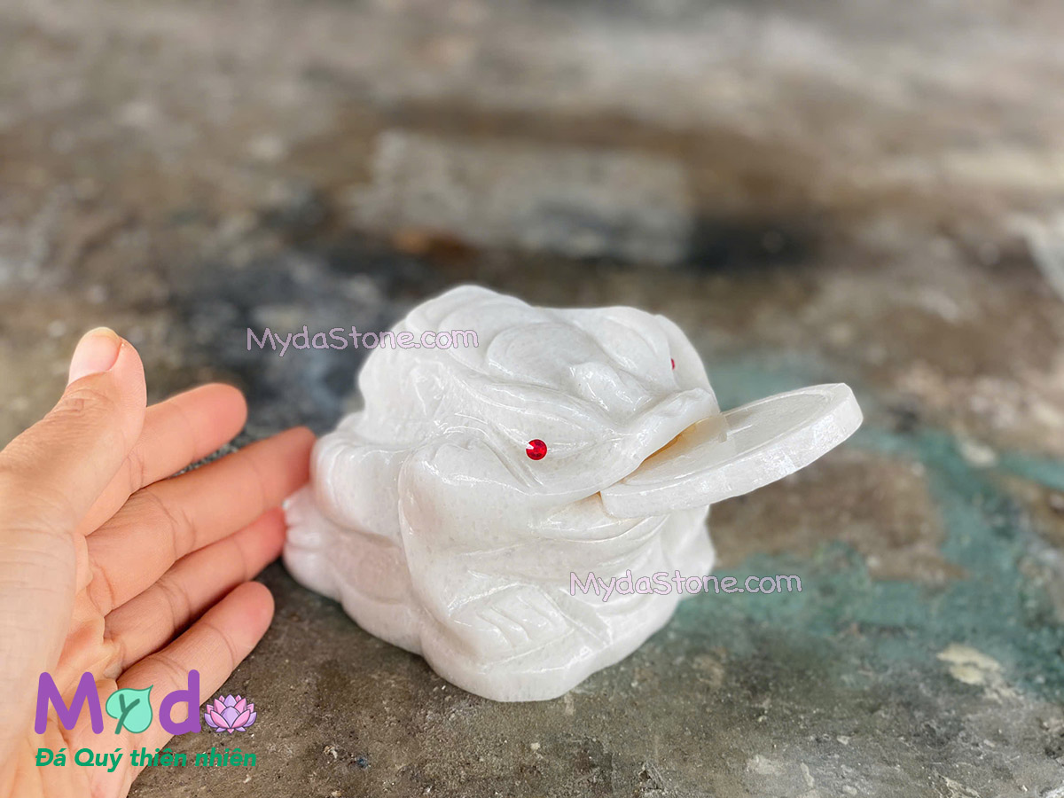 Cóc Thiềm Thừ Đá Cẩm Thạch Trắng