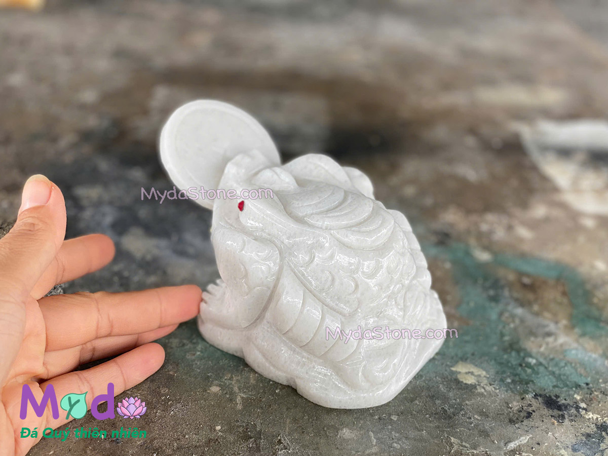 Cóc Thiềm Thừ Đá Cẩm Thạch Trắng